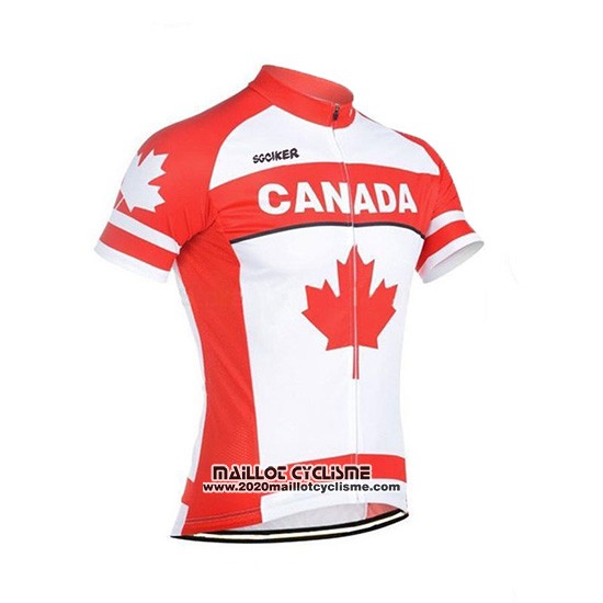 2018 Maillot Ciclismo Canada Orange et Blanc Manches Courtes et Cuissard